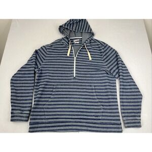 Johnnie-O Popover Hoodie Mens XL Blue Striped Bales Indigo Woven Outdoor Golf